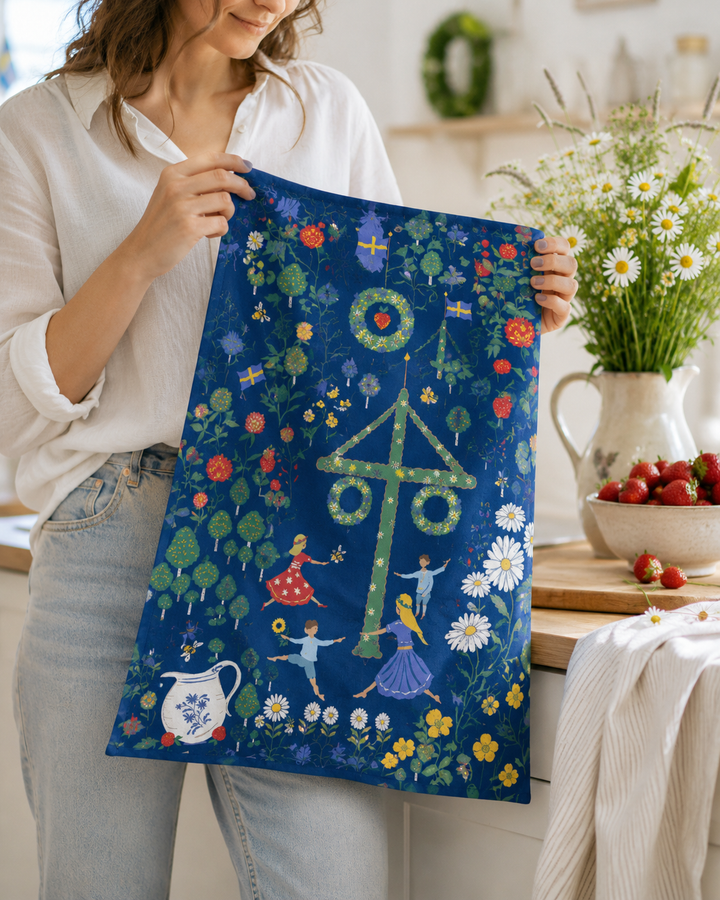 Midsommardans theedoek 46×70 cm