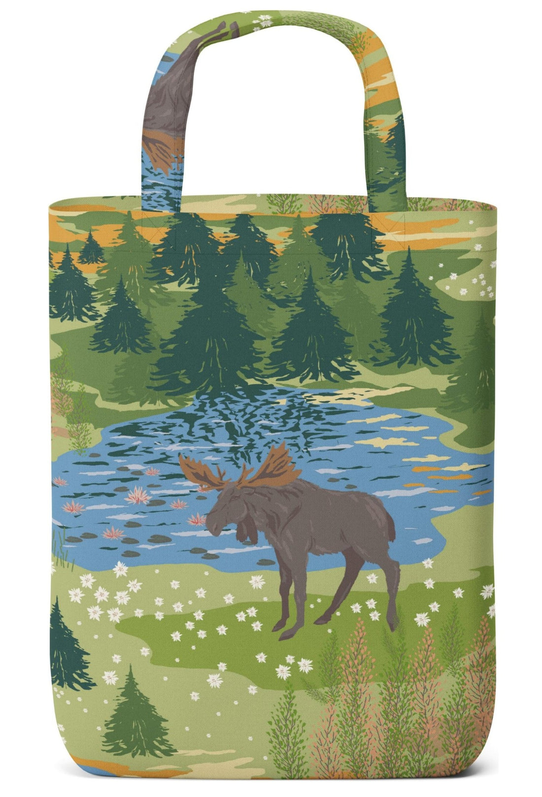 Älgrike grüne Baumwolltasche mit Elchmotiv