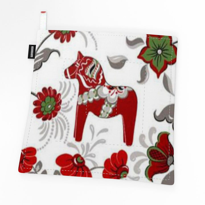 Leksand Topflappen – Offwhite/Rot – 22×22 cm