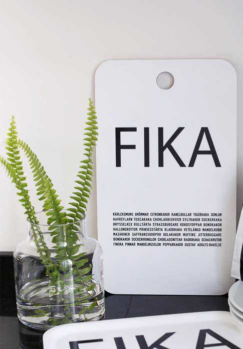 Cutting board Fika - black/white