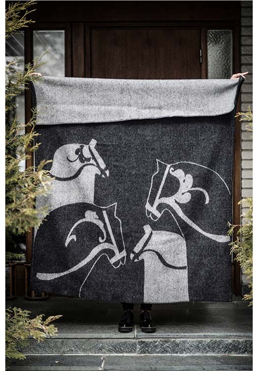 Wool Blanket Dala Horse