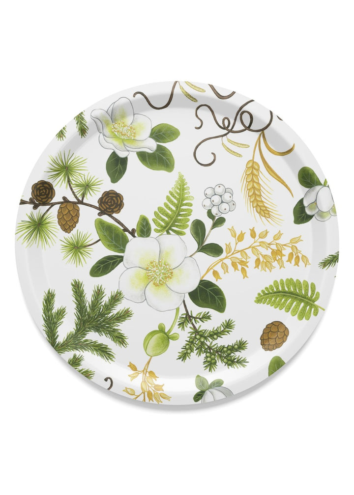 Barr & Blom rond dienblad Ø 31 cm - Offwhite & groen