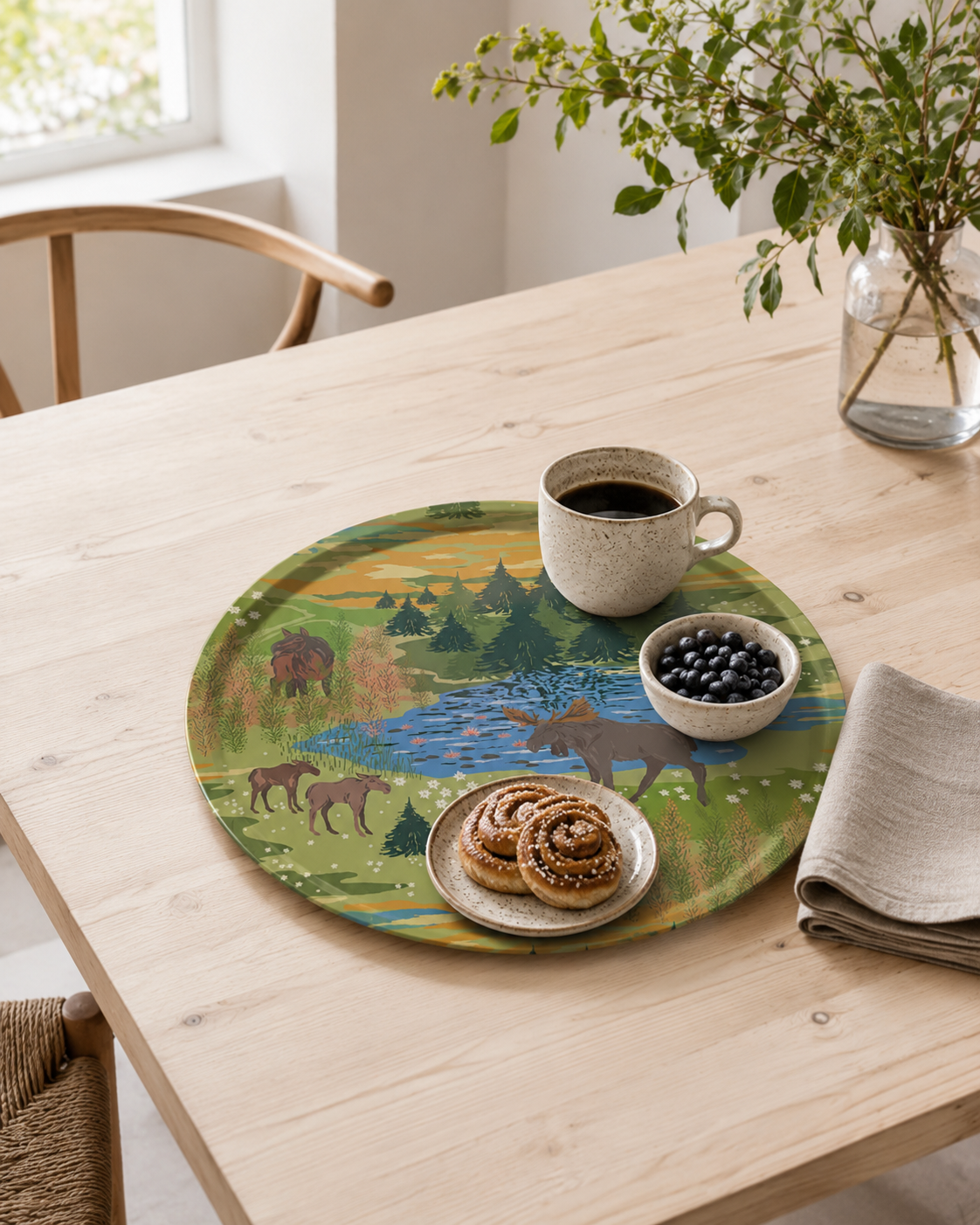 Älgrike Green Round Tray Ø 31/38 cm