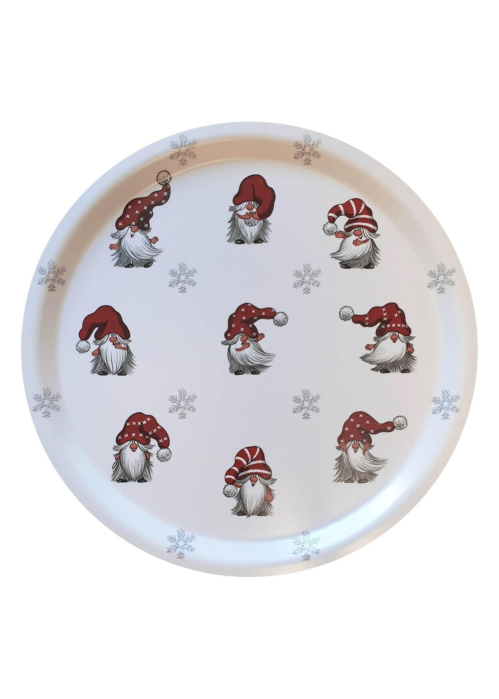 Julian & Co rond dienblad Ø 31 cm - Offwhite & rood