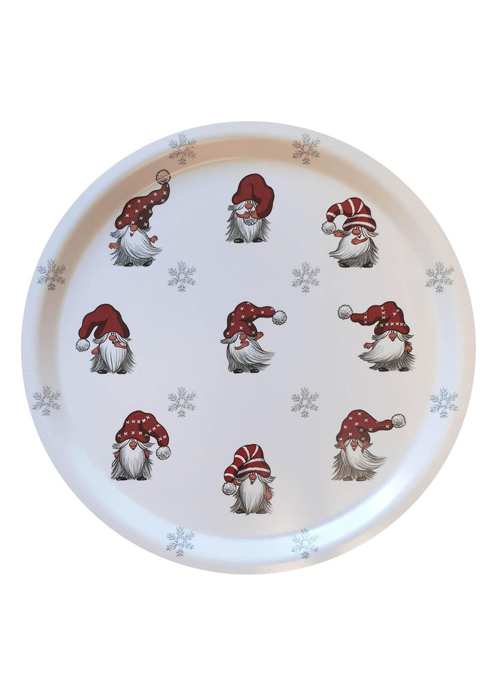 Julian & Co rond dienblad Ø 31 cm - Offwhite & rood