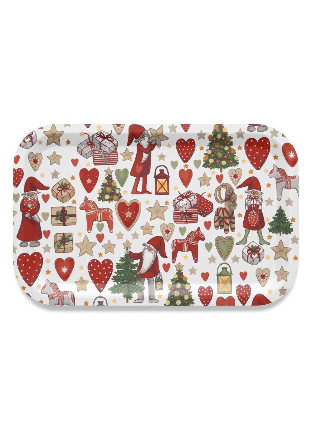 Julstök dienblad 20 × 27 cm - Offwhite & rood