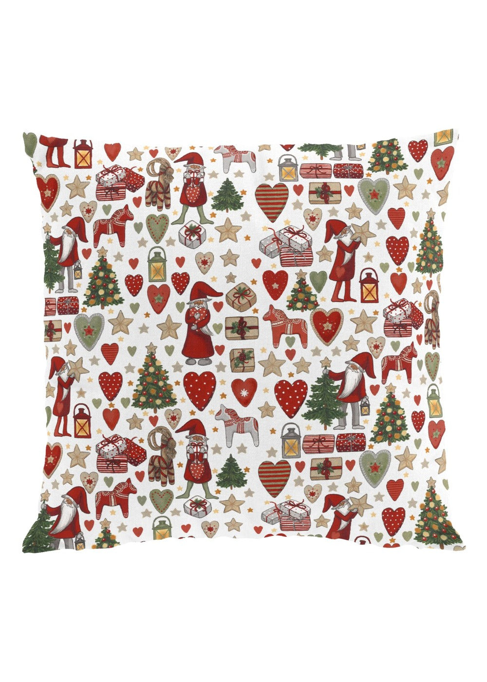 Julstök kussenhoes 47 × 47 cm - Offwhite & rood