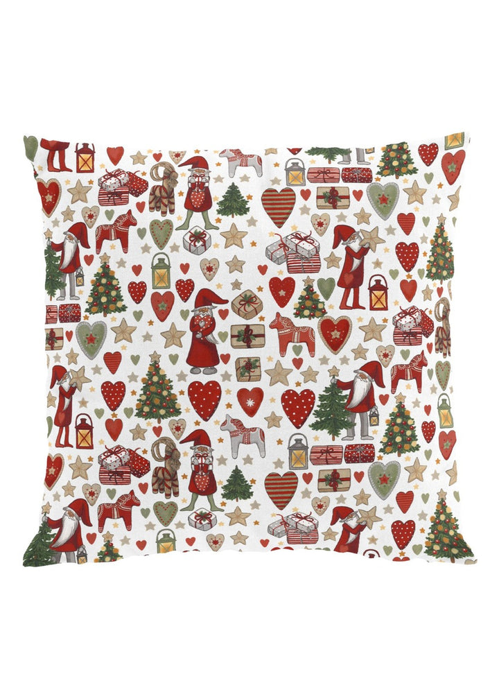 Julstök kussenhoes 47 × 47 cm - Offwhite & rood