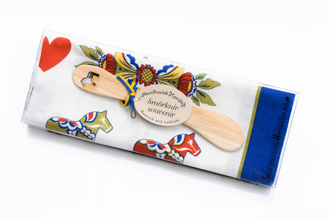 Geschenkset – Geschirrtuch & Buttermesser (Dalapferd & Kurbits)