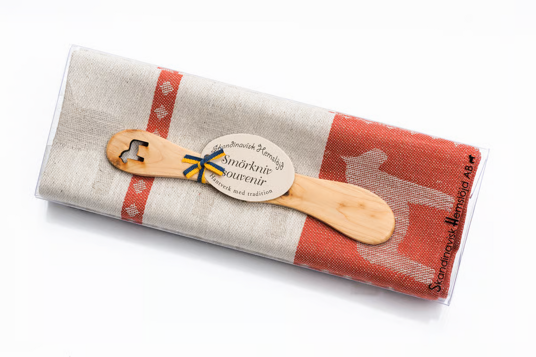 Geschenkset – Geschirrtuch & Buttermesser (Dalapferd)