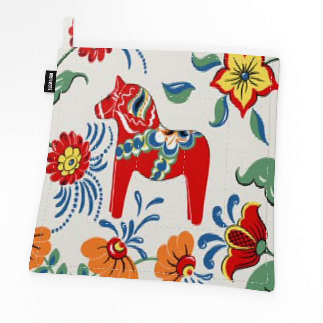 Pot Holder with Dala Horse and Flowers – 22x22 cm