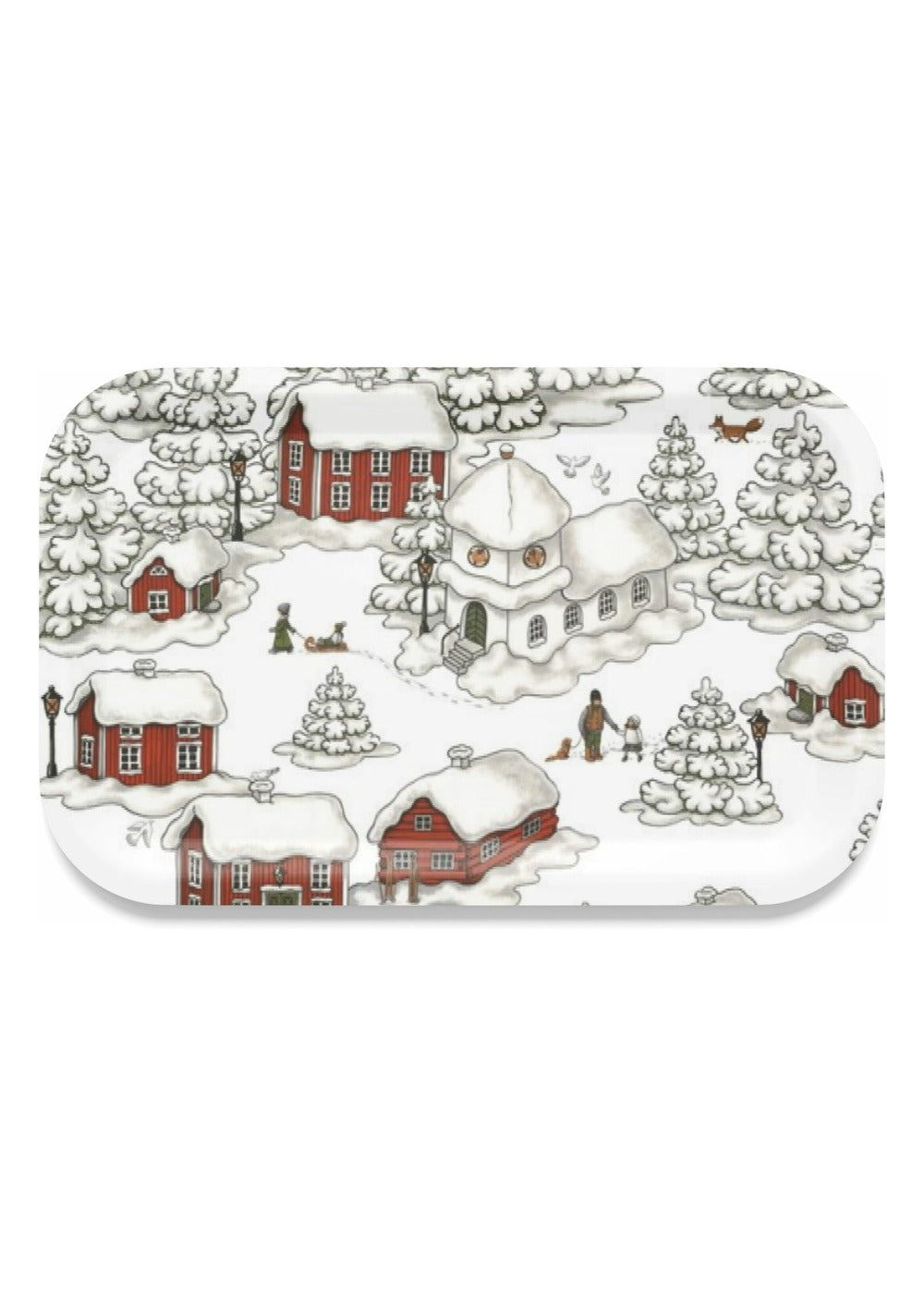 Timmerbyn dienblad 33 × 21 cm - Offwhite & rood