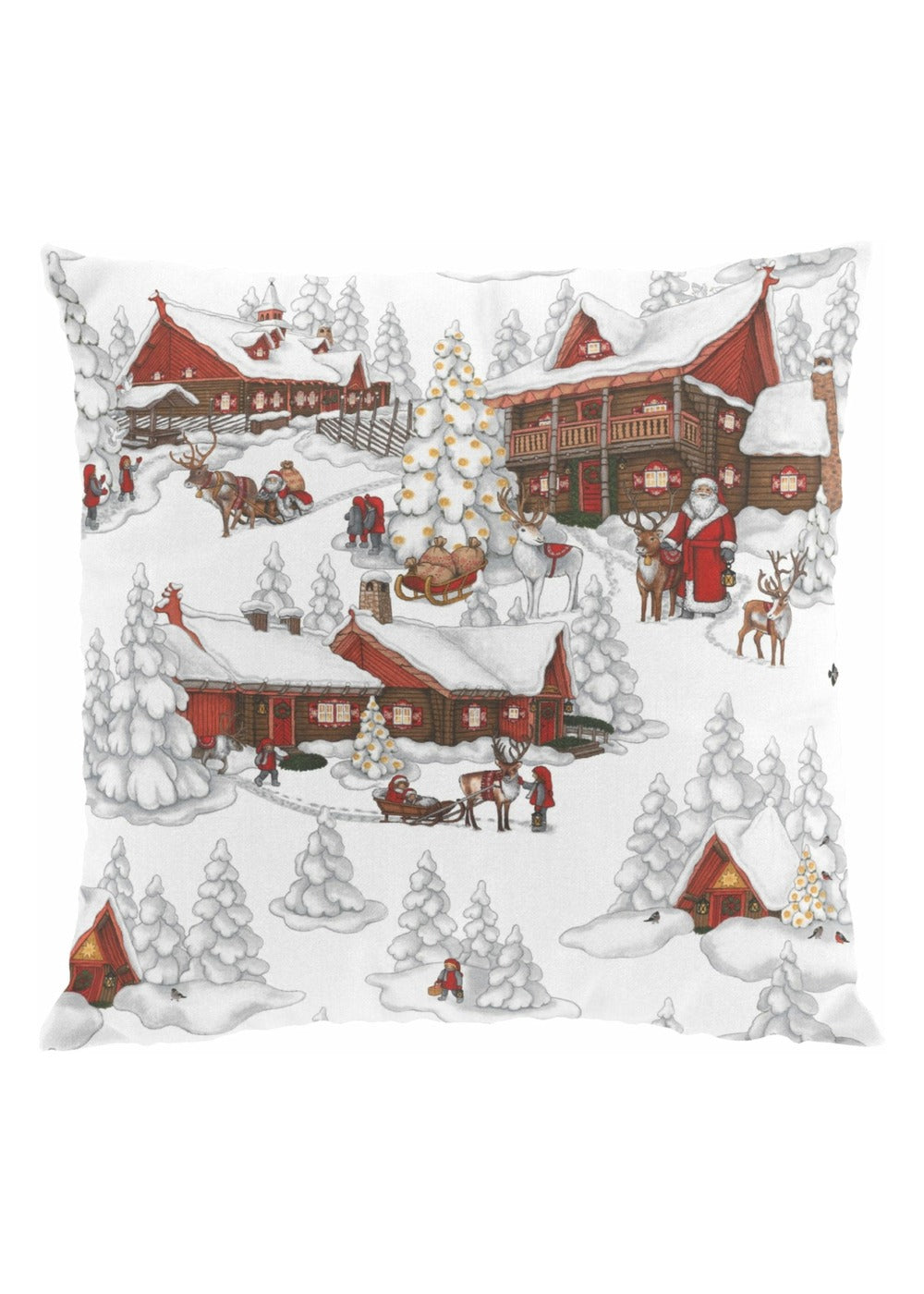 Tomtebyn kuddfodral offwhite/röd – 47 × 47 cm