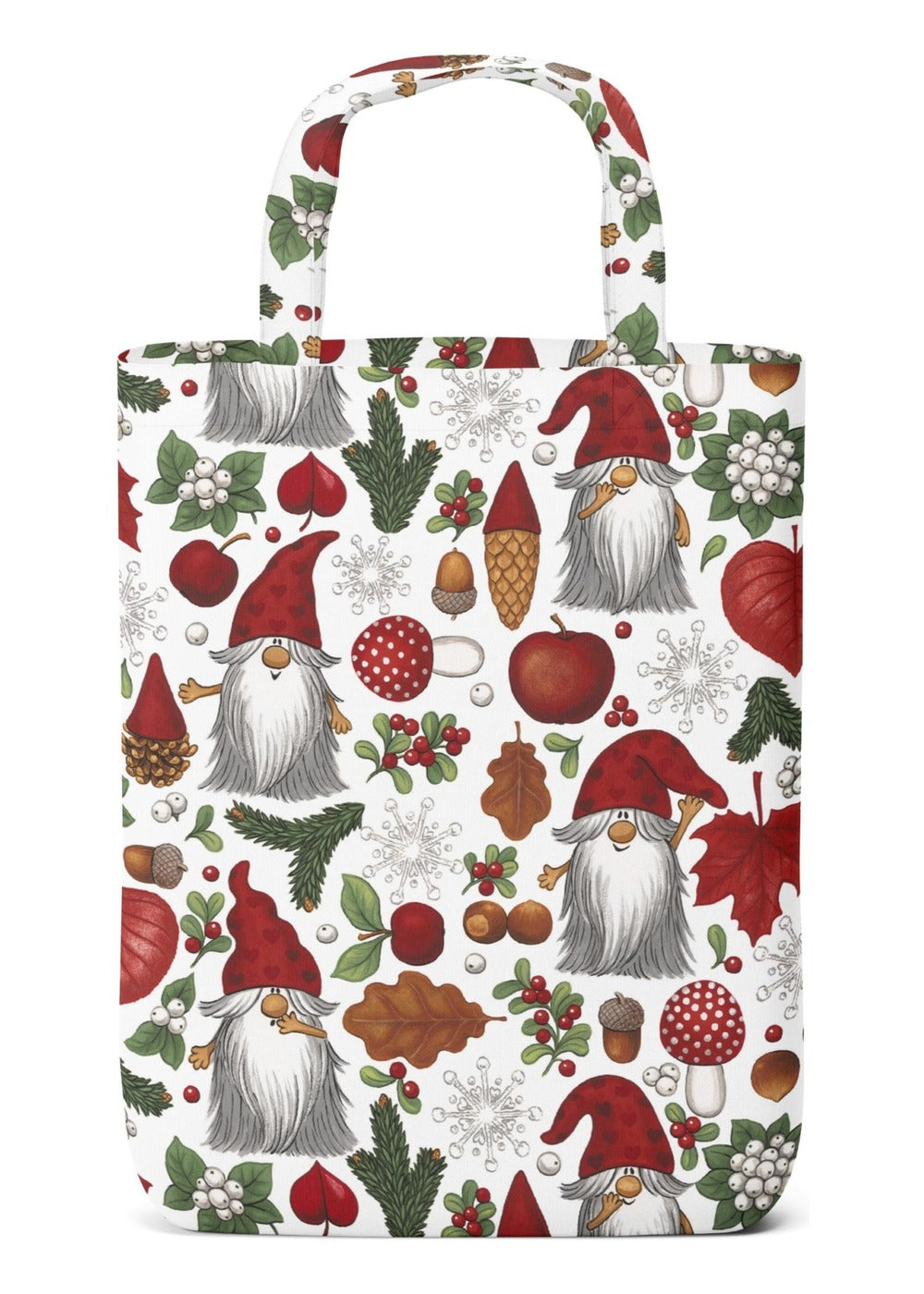 Tomteskogen tygkasse offwhite/röd – 32 × 40 cm